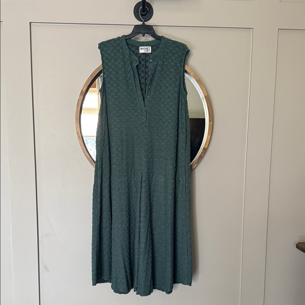 BUCKETLIST Forest Green Textured Wide leg Jumpsuit